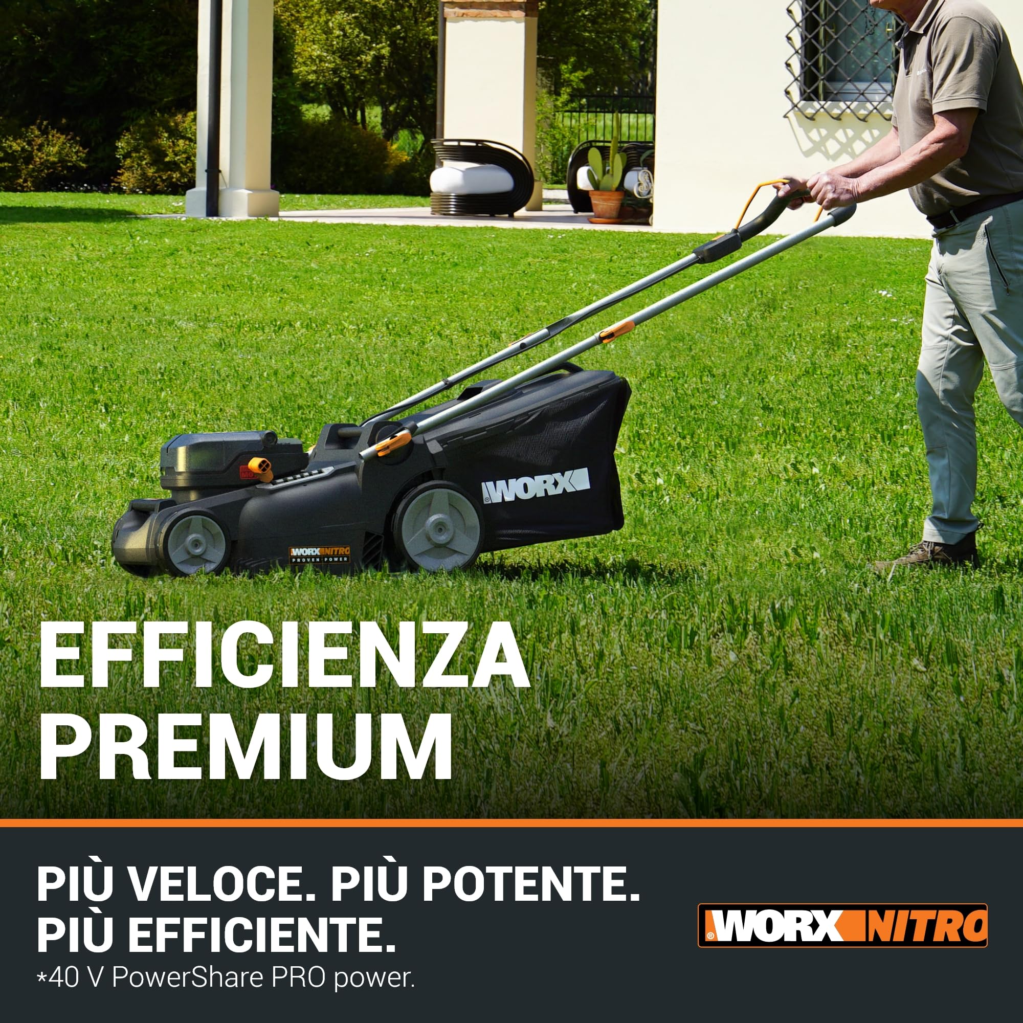 Worx WG737E tosaerba a batteria 40V 37cm taglio
