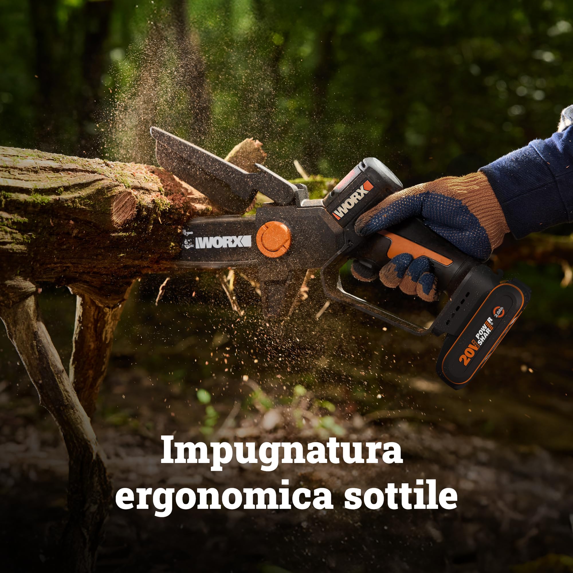 WORX WG327E mini motosega batteria 15 cm con batteria 2 Ah brushless