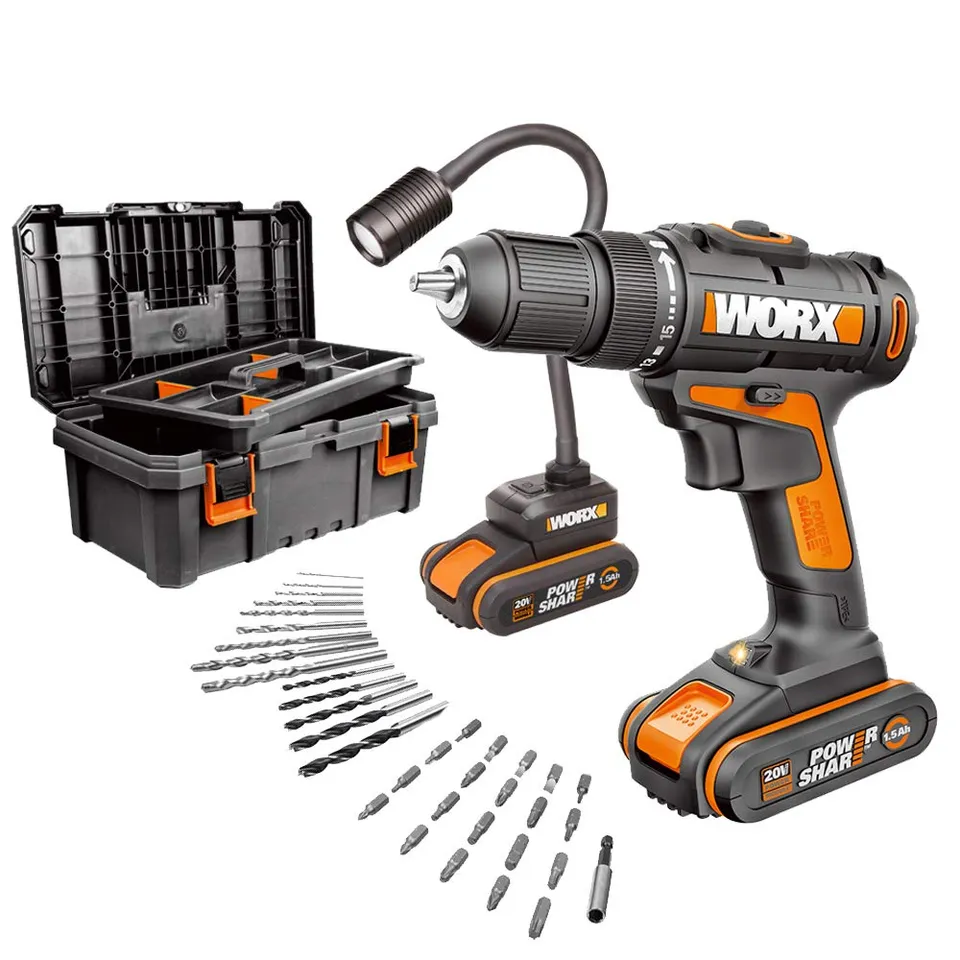 WORX WX977 trapano 20V con lampada e 2 batterie