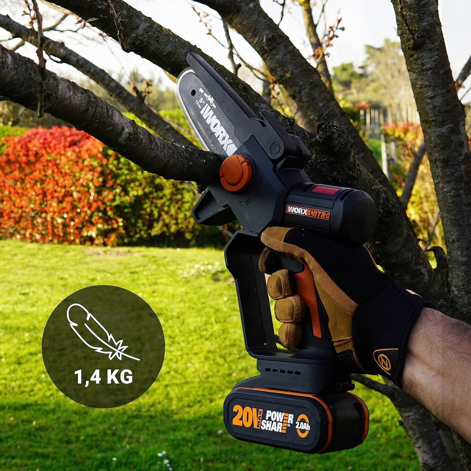 Worx WG324E.1 mini motosega batteria 18V potatura leggera
