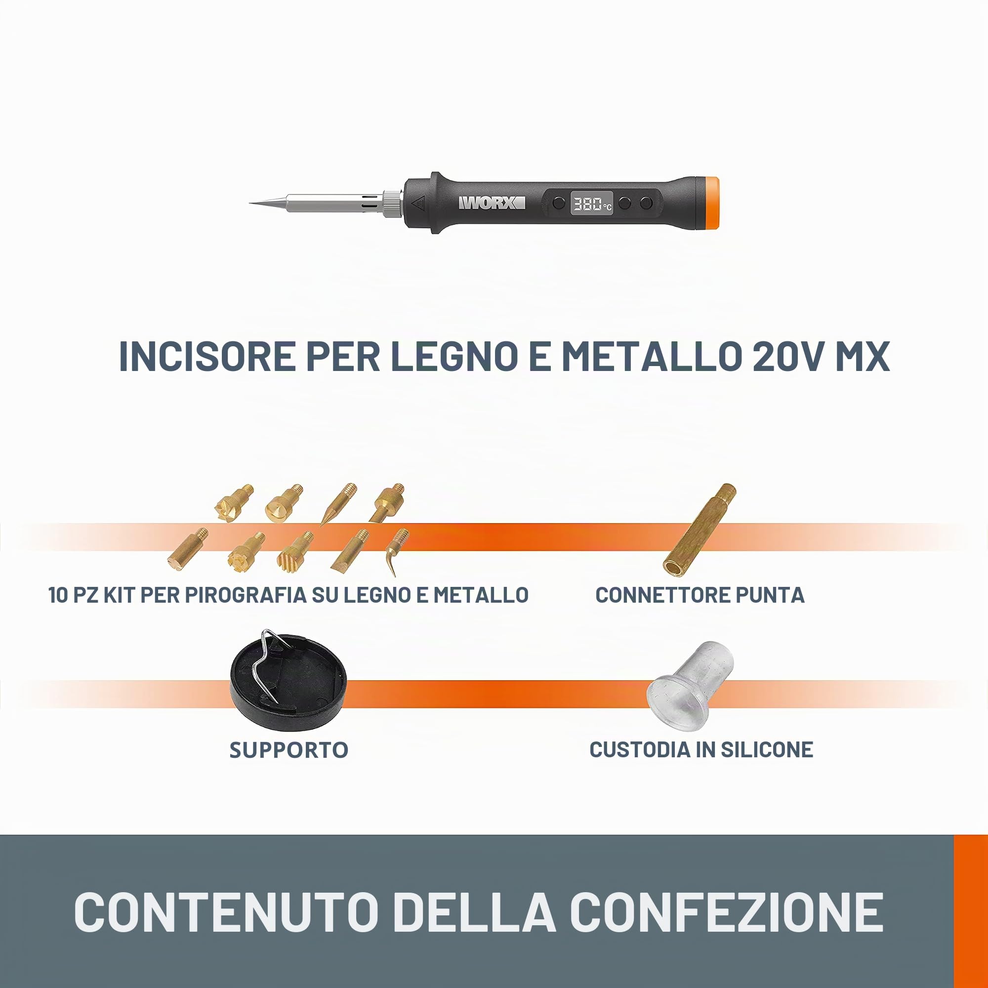Worx WX744.9 saldatore controllo digitale 480°C solo corpo