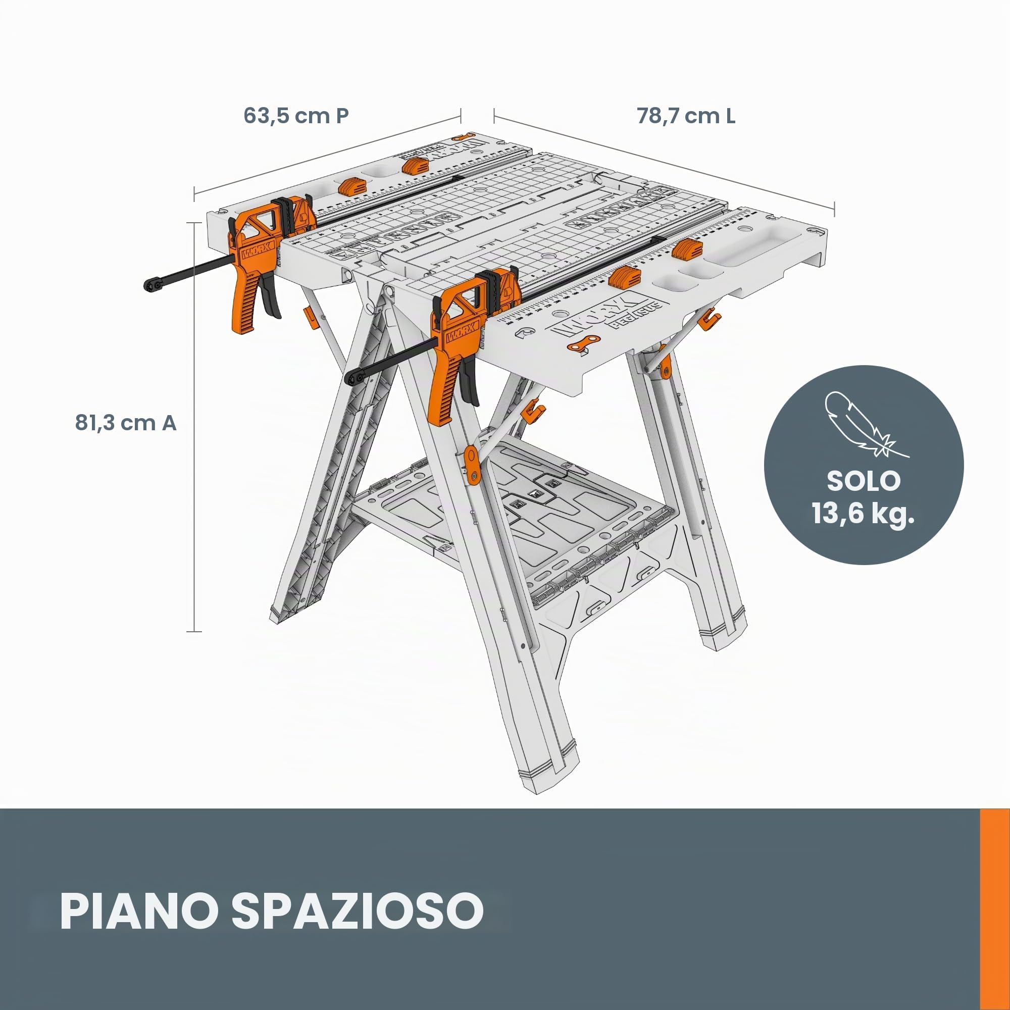 Worx Pegasus WX051 Tavolo Lavoro Pieghevole 136 kg