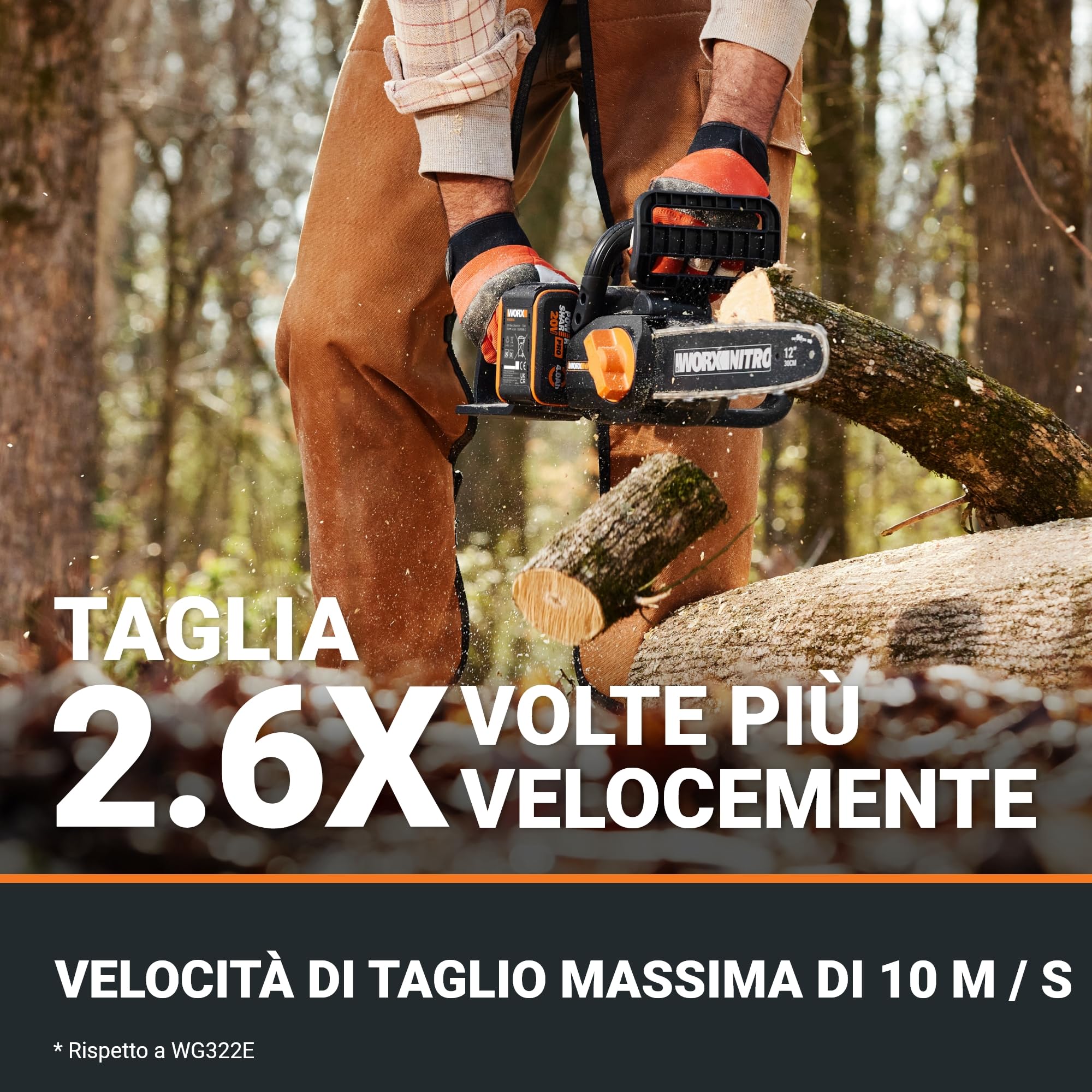Worx WG350E motosega a batteria 20V con batteria barra 30 cm