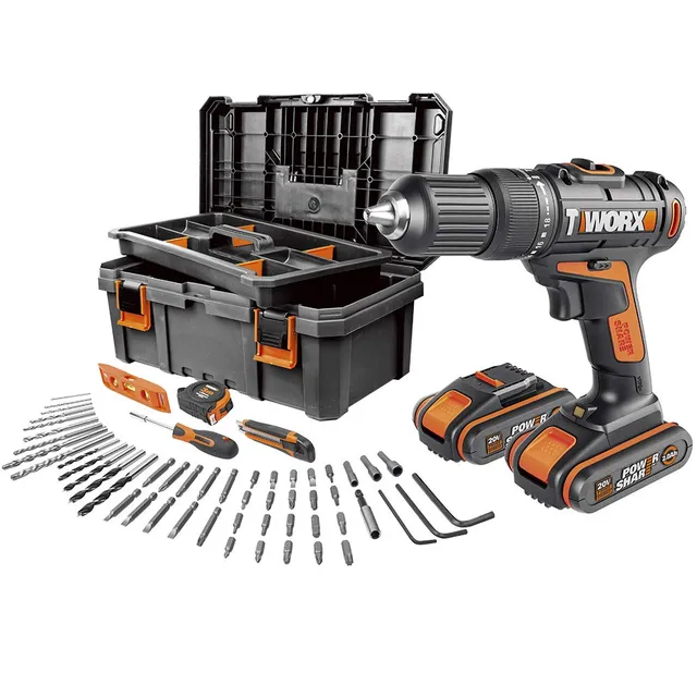 Worx WX371.5 trapano percussione 20V 2 batterie 55 pezzi