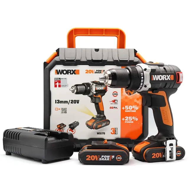 Worx WX175 trapano avvitatore 20V brushless 60 Nm