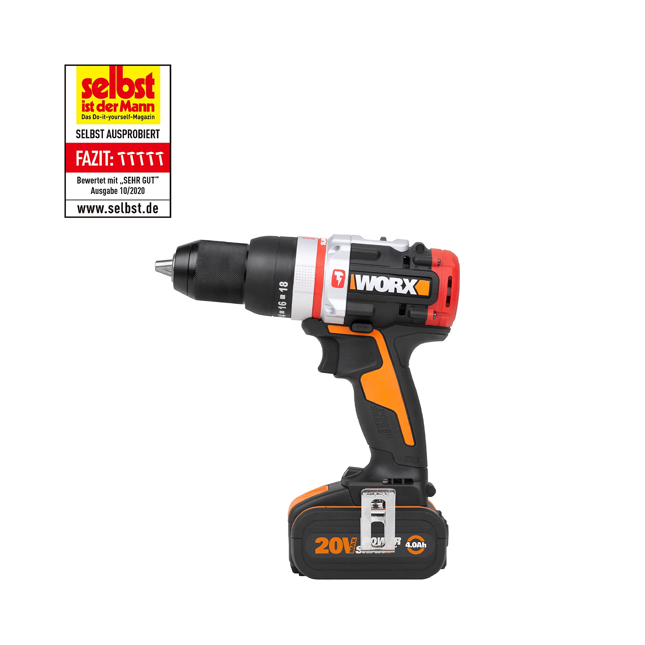 Worx WX354 trapano avvitatore 20V 60 Nm brushless 2x2Ah