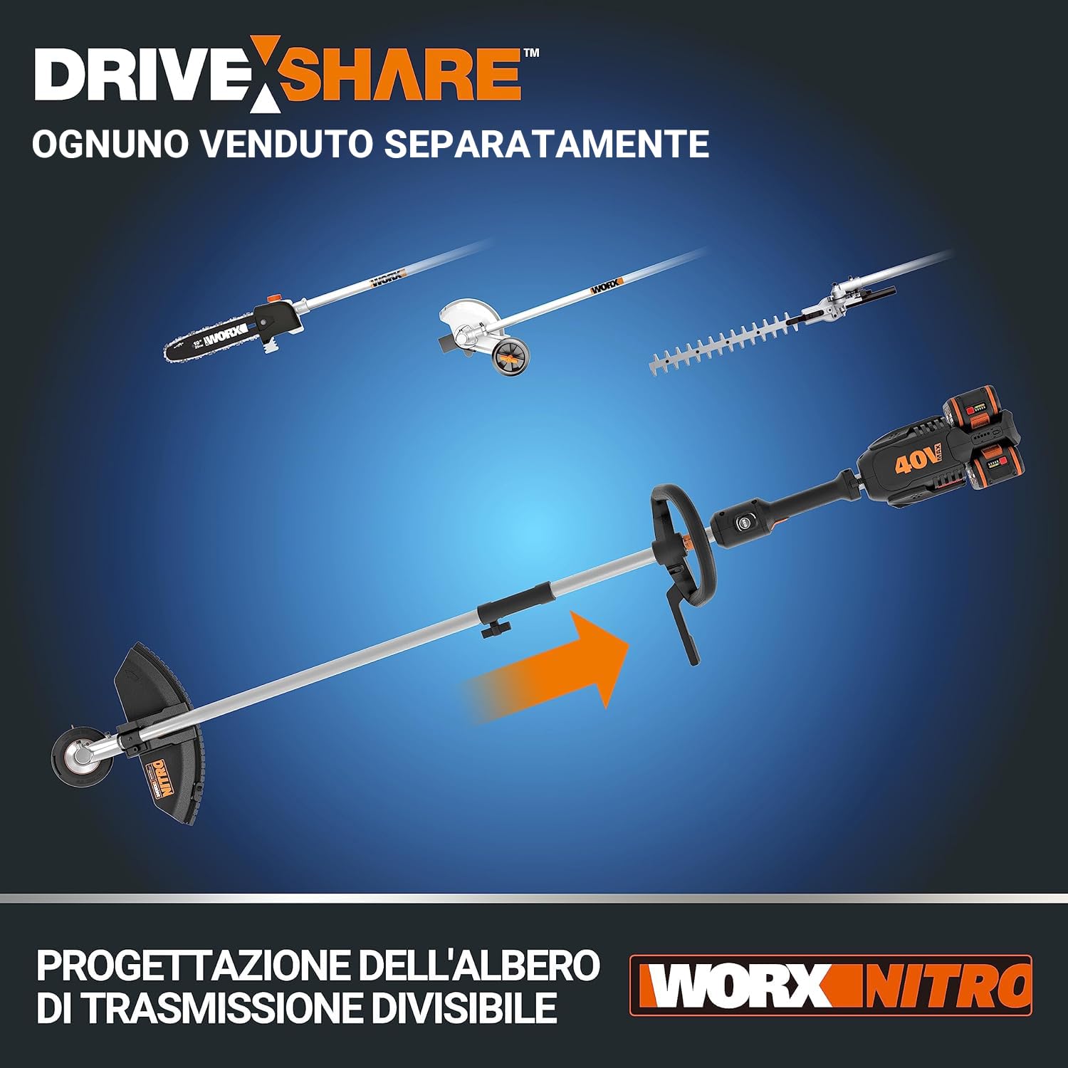 WORX WG186E.1 decespugliatore 40V taglio 38 cm