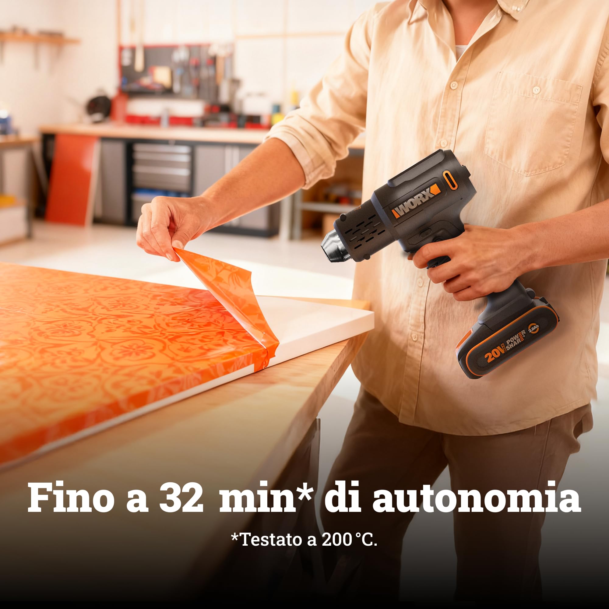 Worx WX015 Pistola Termica a Batteria 20V 2Ah 600°C