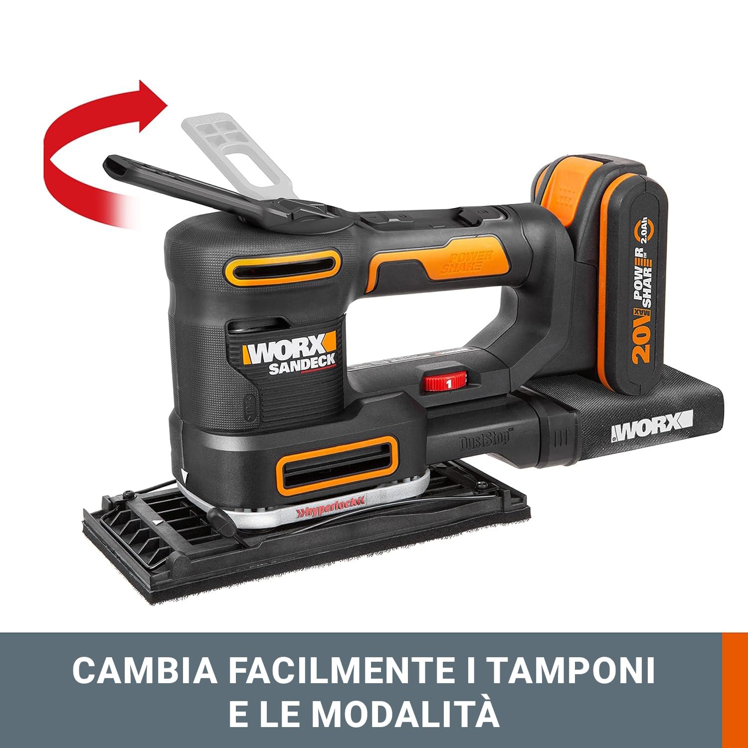 WORX WX820.9 Levigatrice Multifunzione 20V Solo Corpo 5 in 1