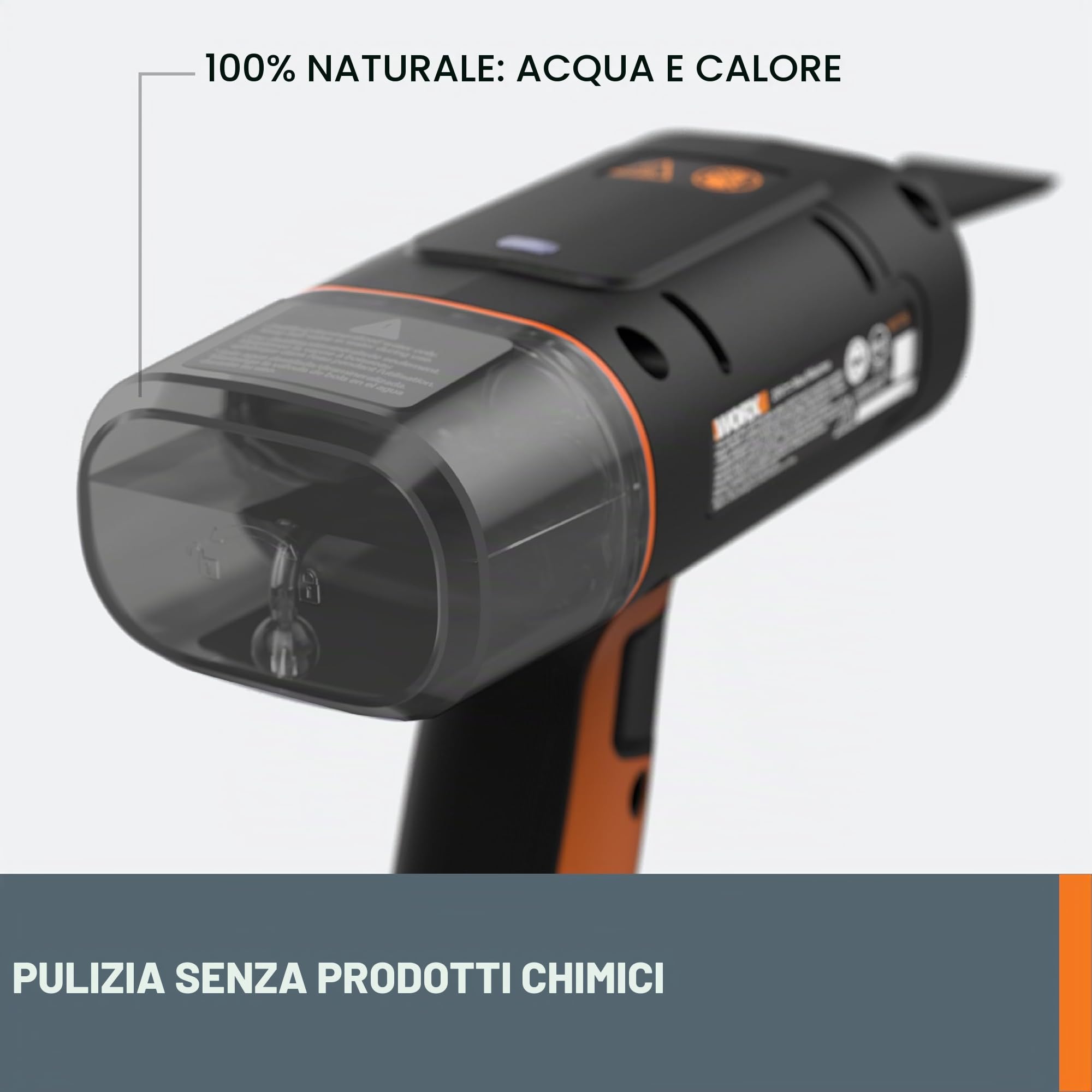 Worx WX770.9 pulitore a vapore portatile 20V solo corpo