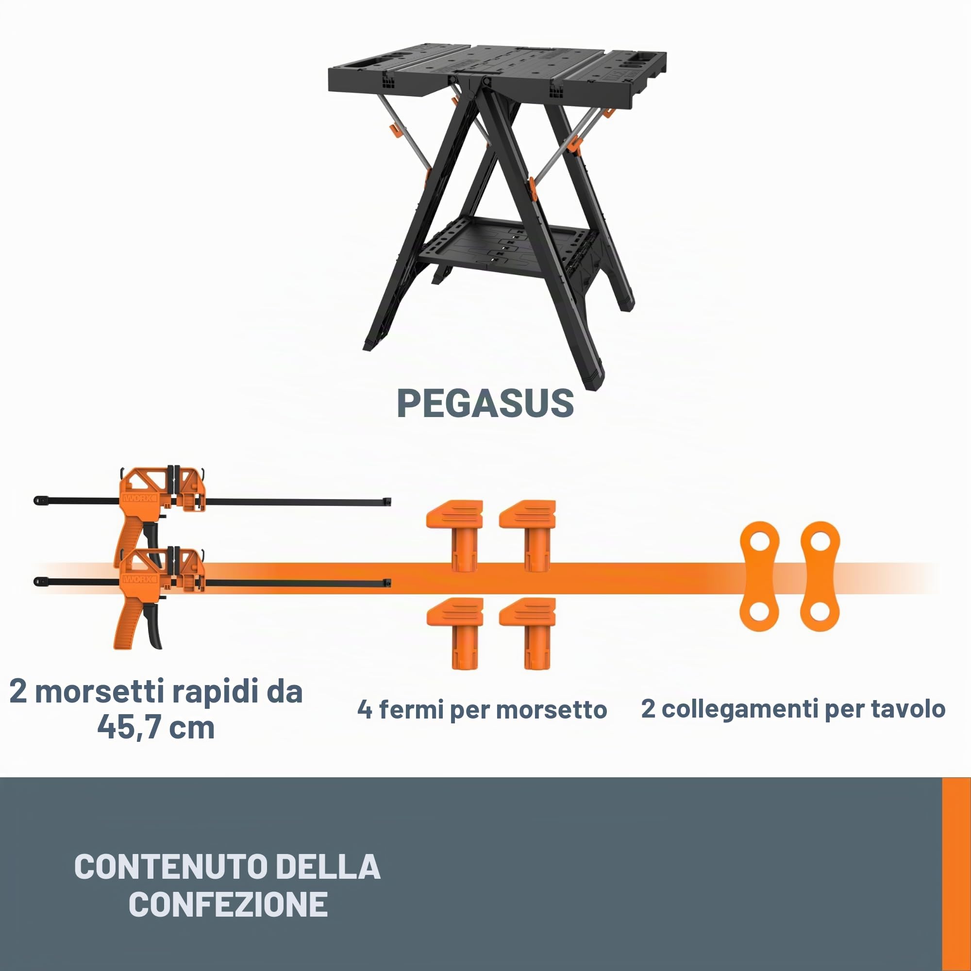 Worx Pegasus WX051 Tavolo Lavoro Pieghevole 136 kg