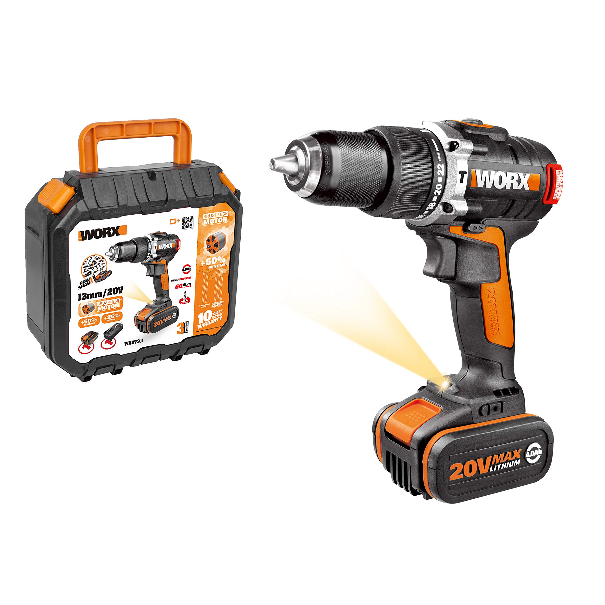 Worx WX373.1 trapano percussione brushless 20V 2Ah