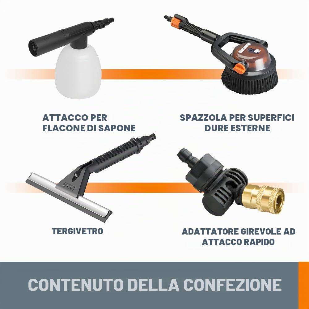 WORX Hydroshot WA4072 kit accessori pulizia nero 4 pezzi