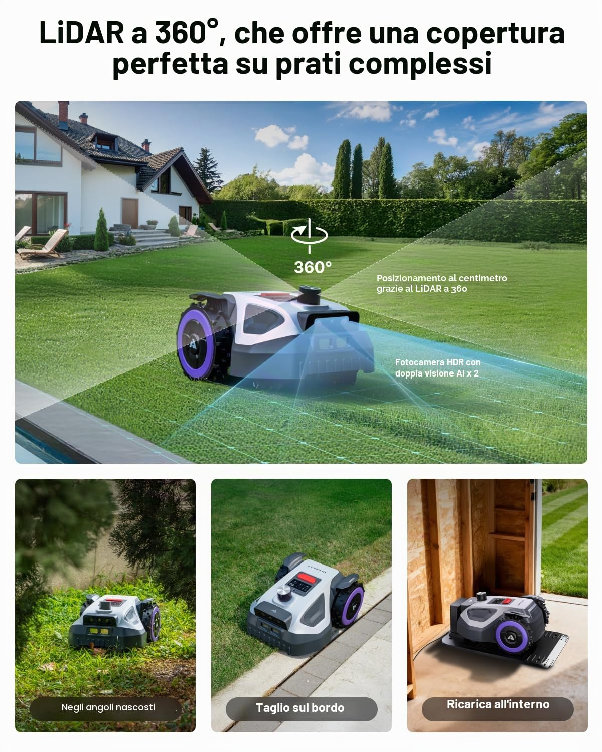 Anthbot M5 Robot Tagliaerba LiDAR 500 mq 20 cm 58 dB