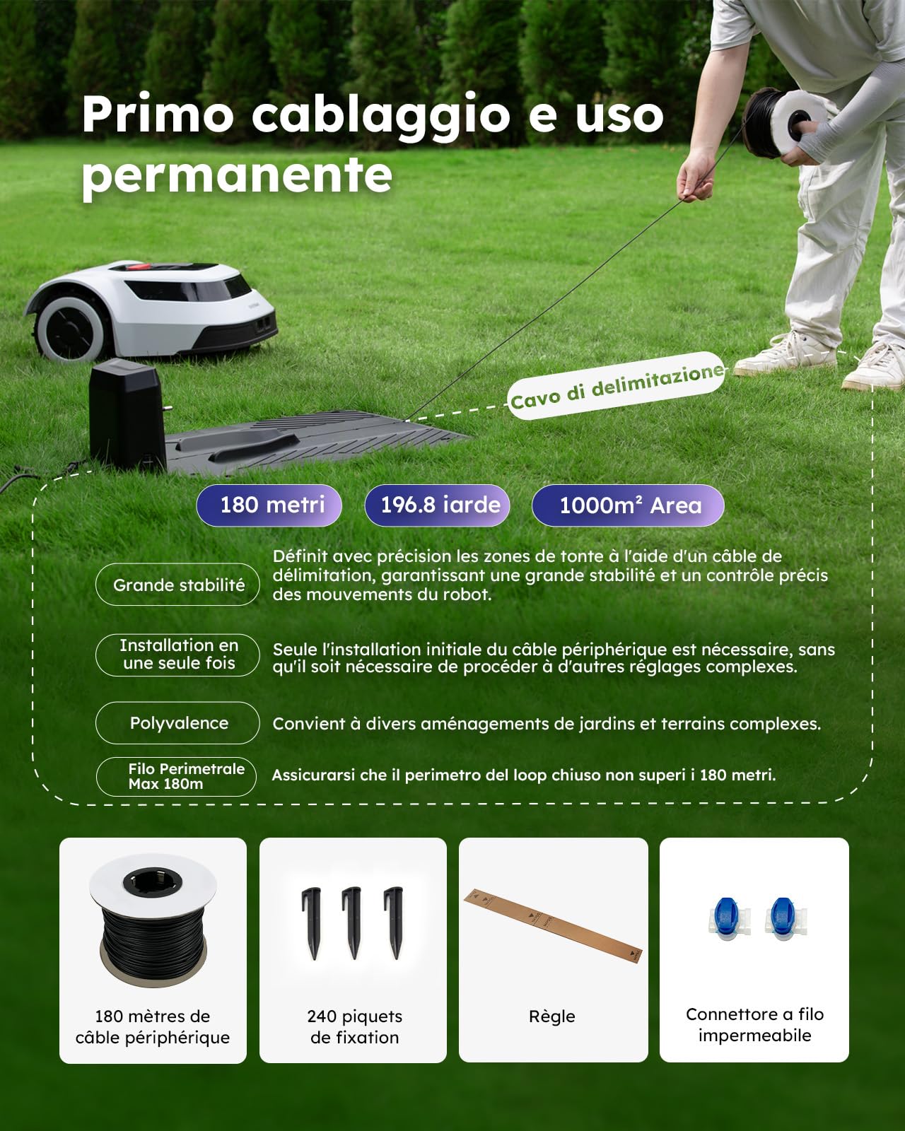 Anthbot Pion robot tagliaerba 1000 mq filo 180 m silenzioso