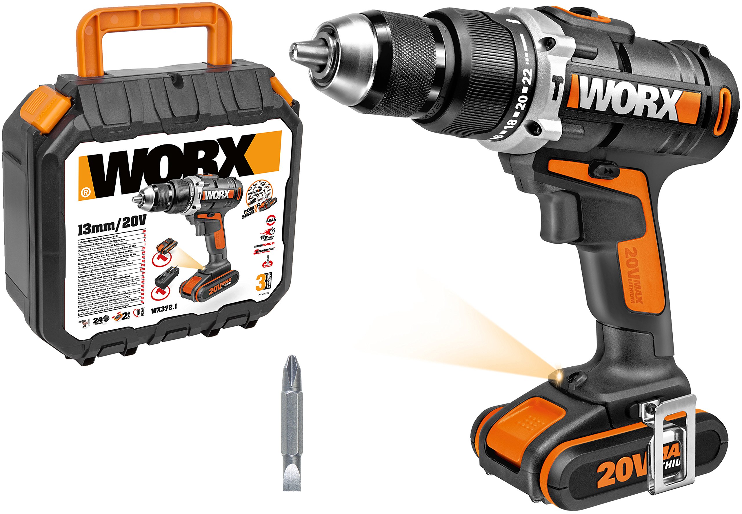 Worx WX372.1 trapano percussione 20V batteria 2,0 Ah