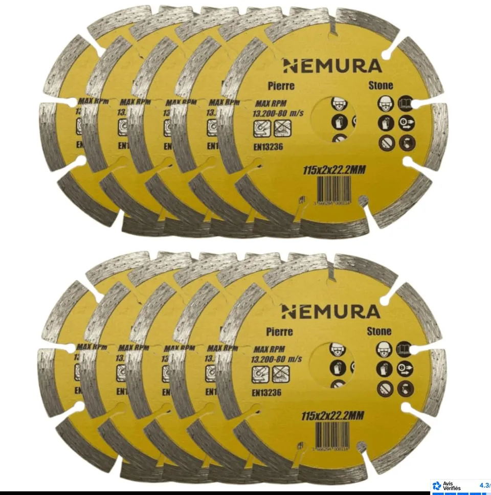 Nemura DD115222/10 Disco Diamantato 115 mm 10 Pezzi Pro