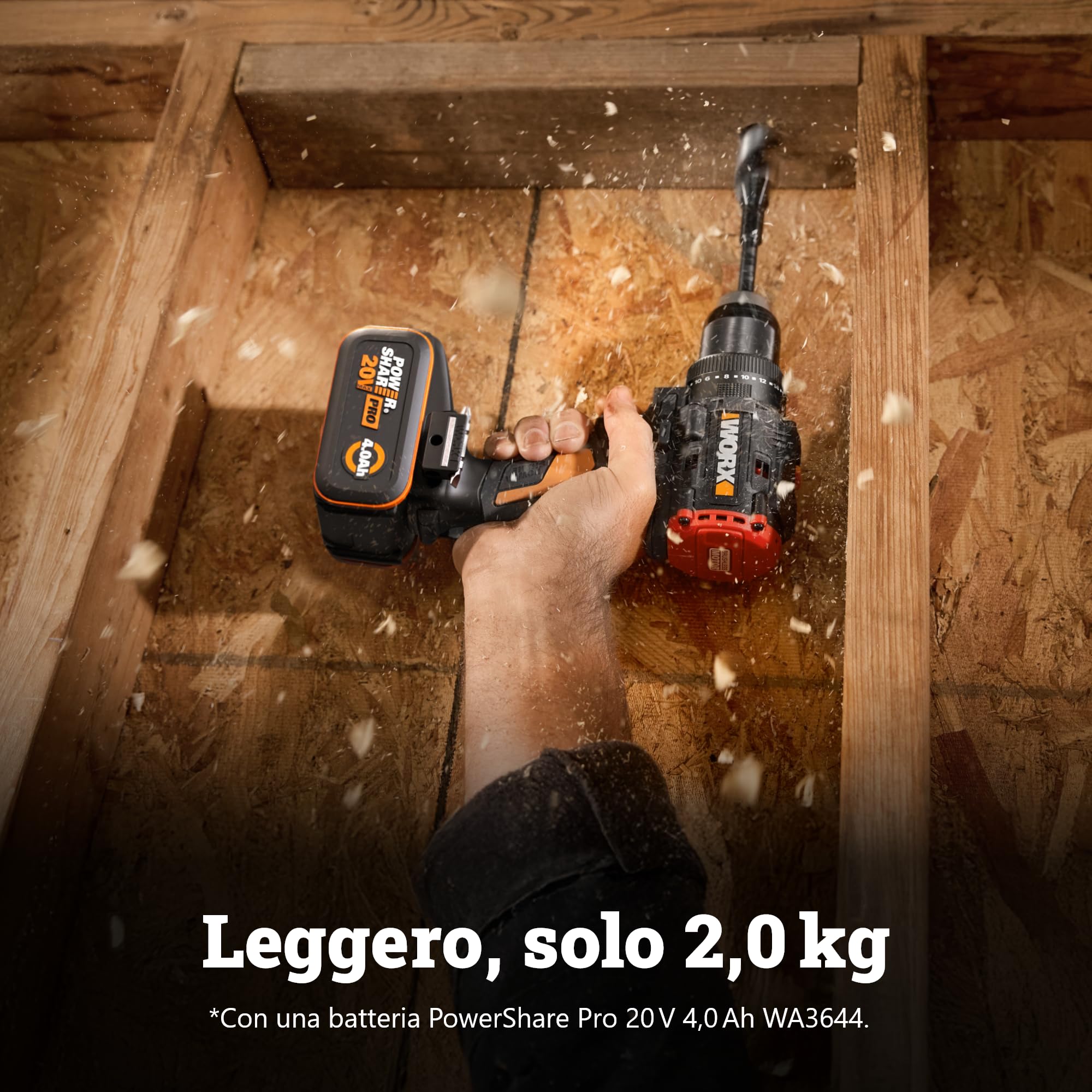 Worx WX356.9 trapano avvitatore percussione solo corpo 85 Nm