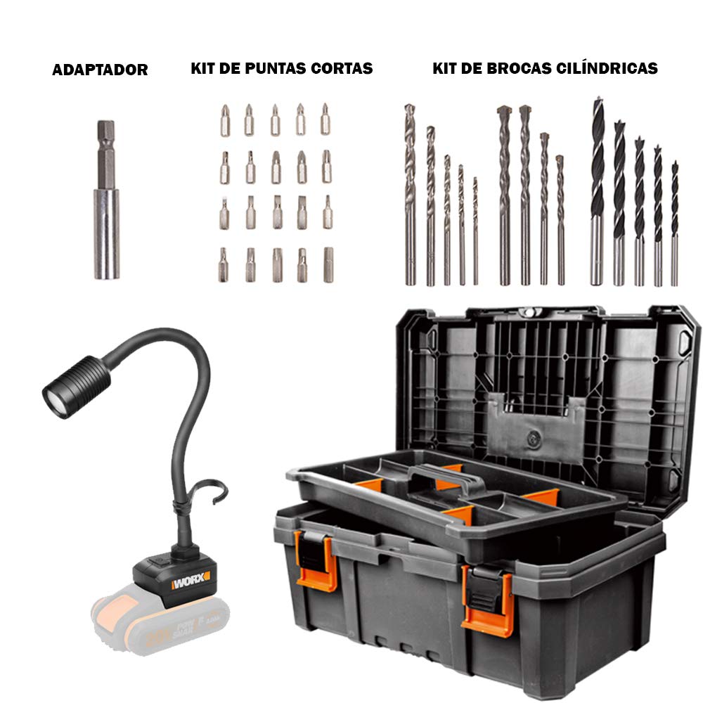 WORX WX977 trapano 20V con lampada e 2 batterie