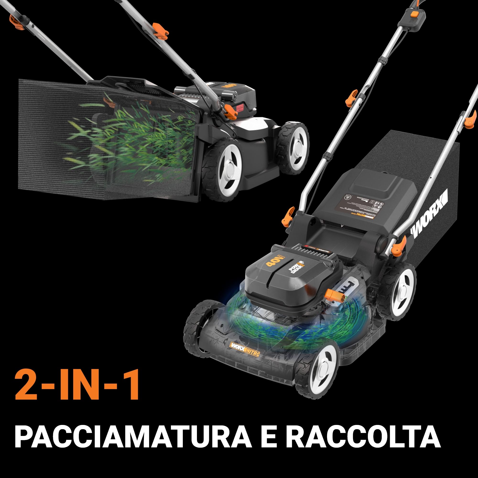 Worx WG745E tosaerba a batteria 40V taglio 41 cm spinta