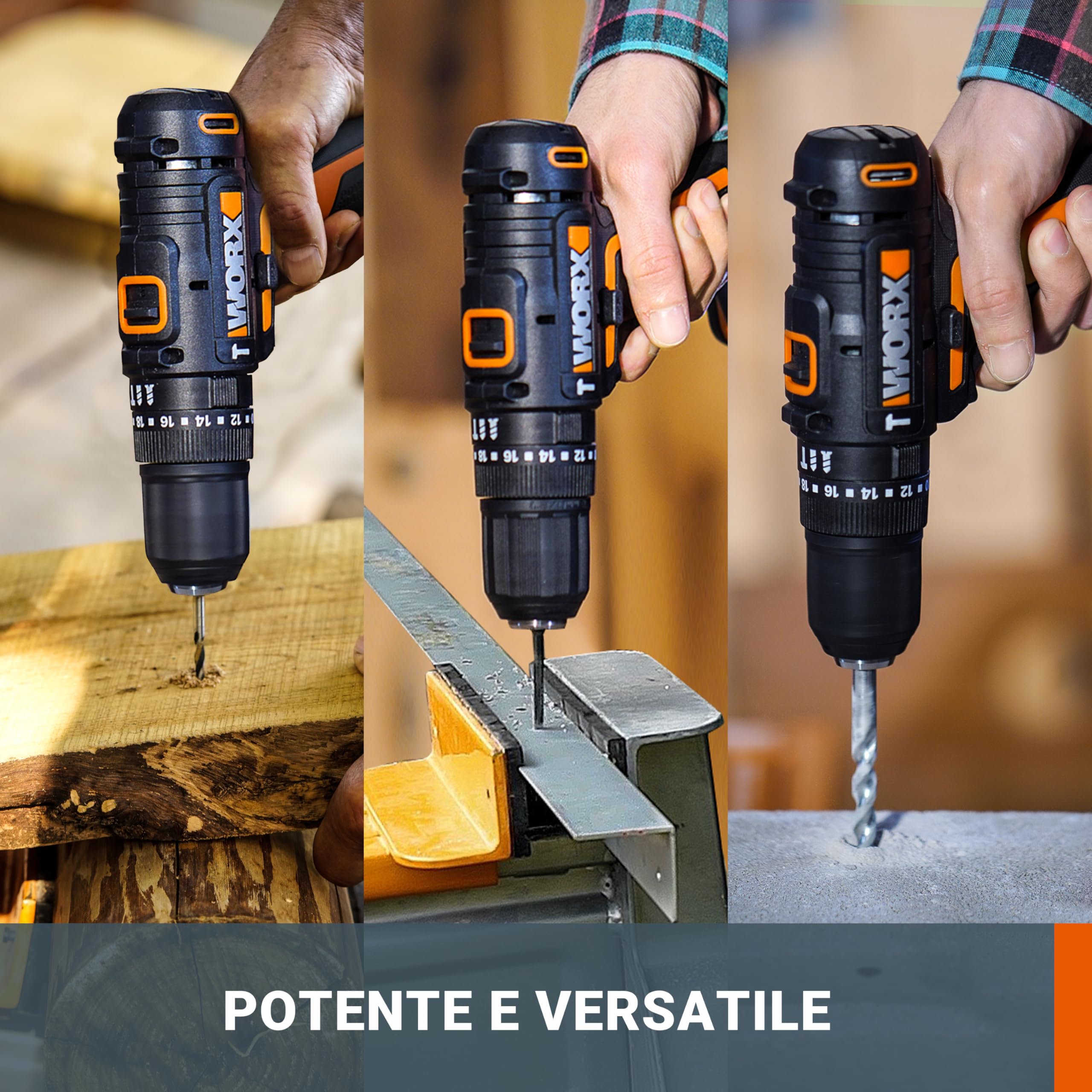 Worx WX370.9 Trapano Percussione 20V 50Nm Corpo