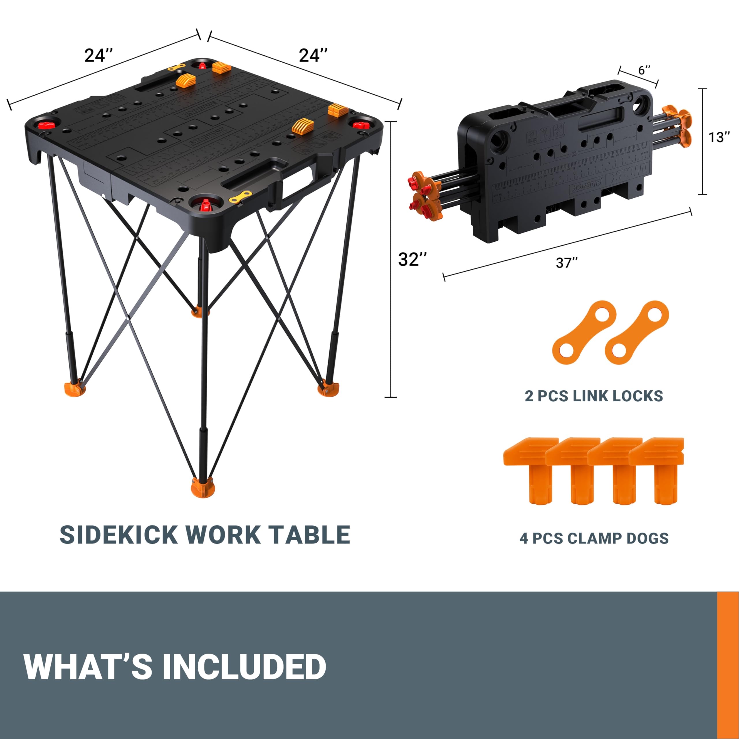 Worx WX066 Sidekick Tavolo Lavoro Portatile 136 kg