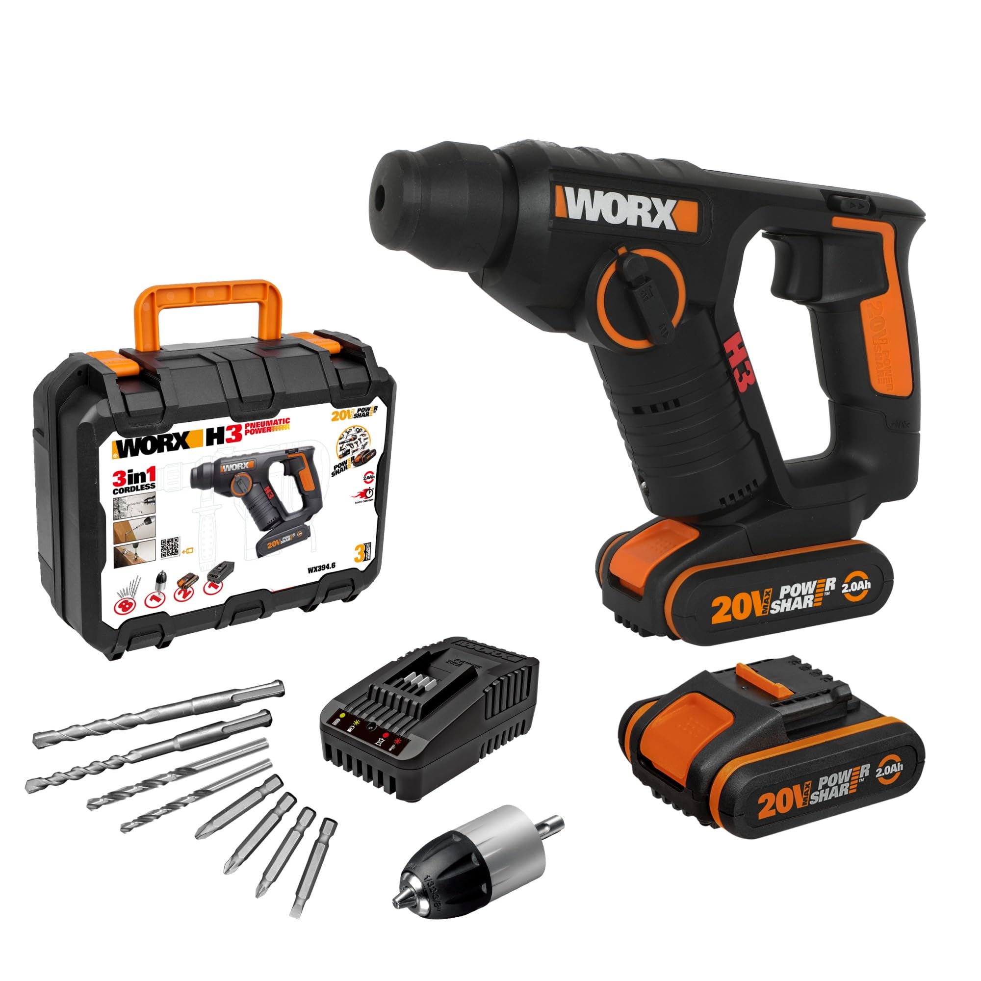 Worx WX394.6 H3 Tassellatore 20V con 2 Batterie 2Ah