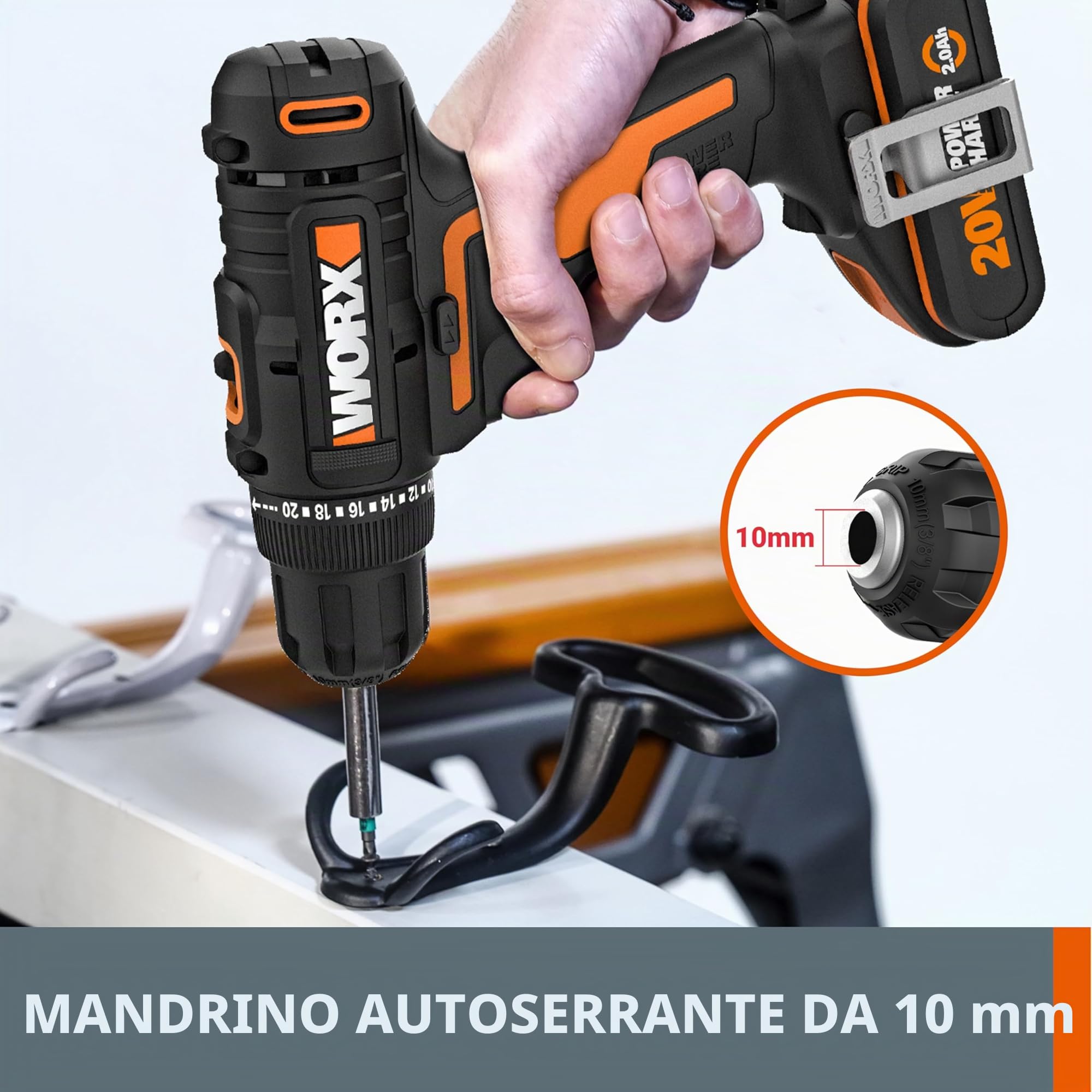 Worx WX100.9 Trapano Avvitatore 20V 30Nm Corpo