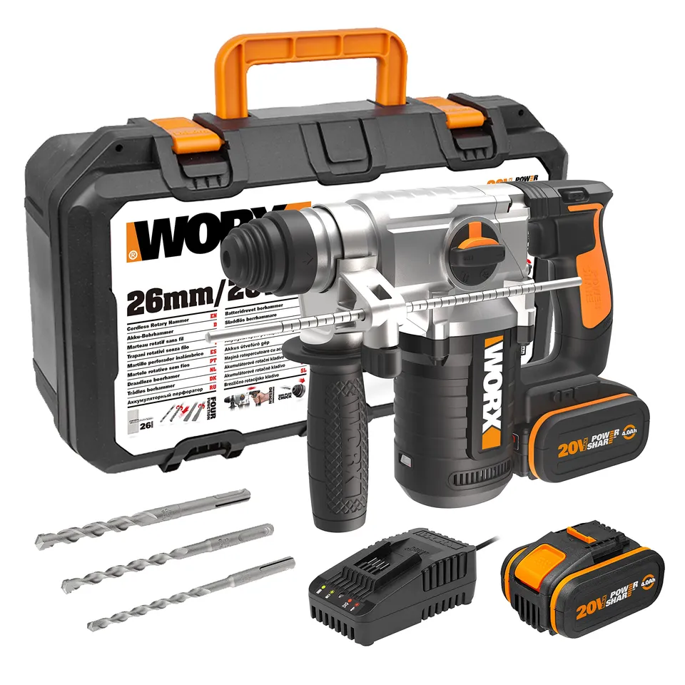 Worx WX392 Tassellatore Batteria 20V 2x4Ah SDS-Plus