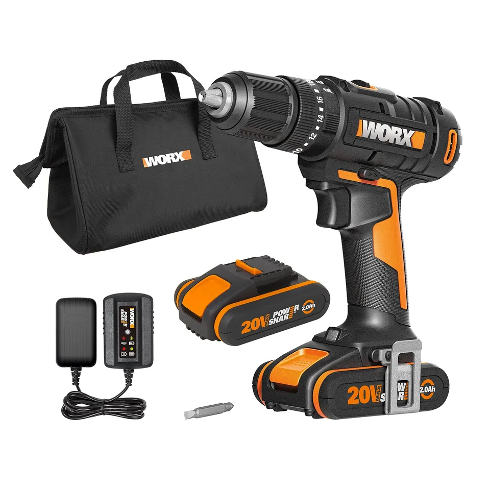 Worx WX370.1 trapano percussione 20V 50Nm 2 batterie