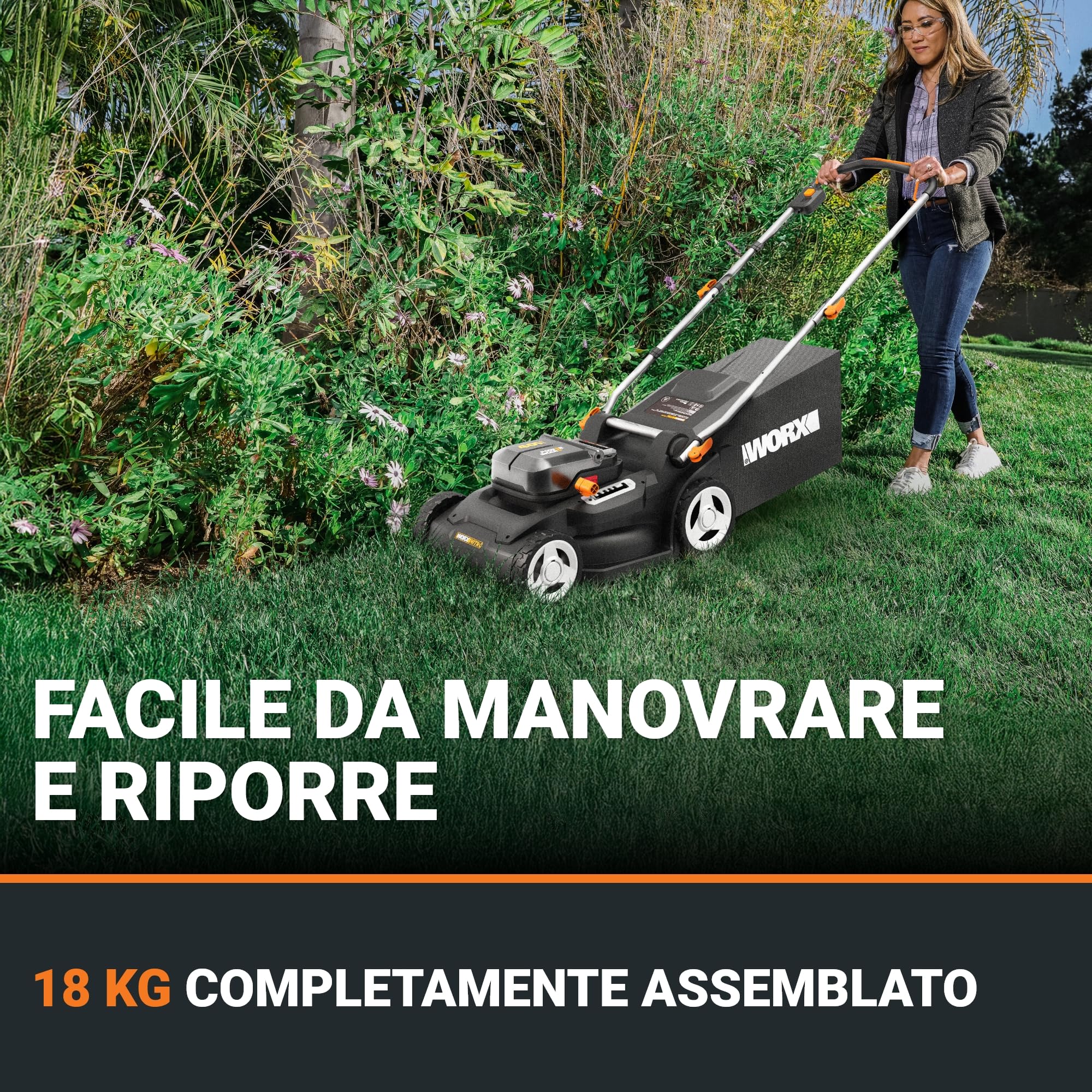 Worx WG745E tosaerba a batteria 40V taglio 41 cm spinta