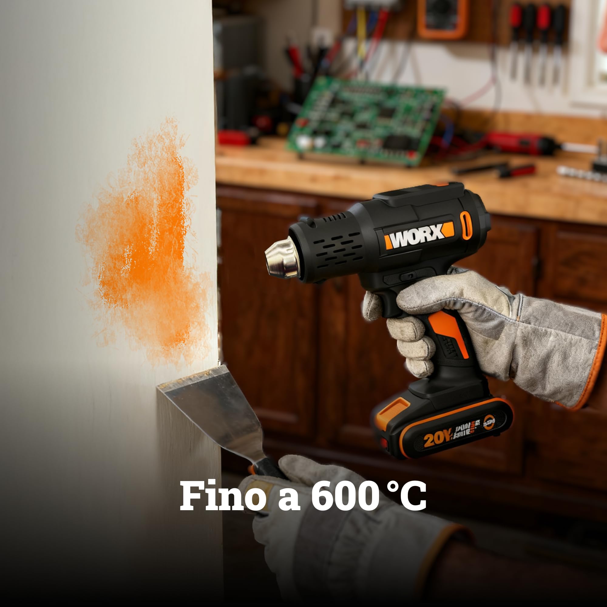 Worx WX015 Pistola Termica a Batteria 20V 2Ah 600°C