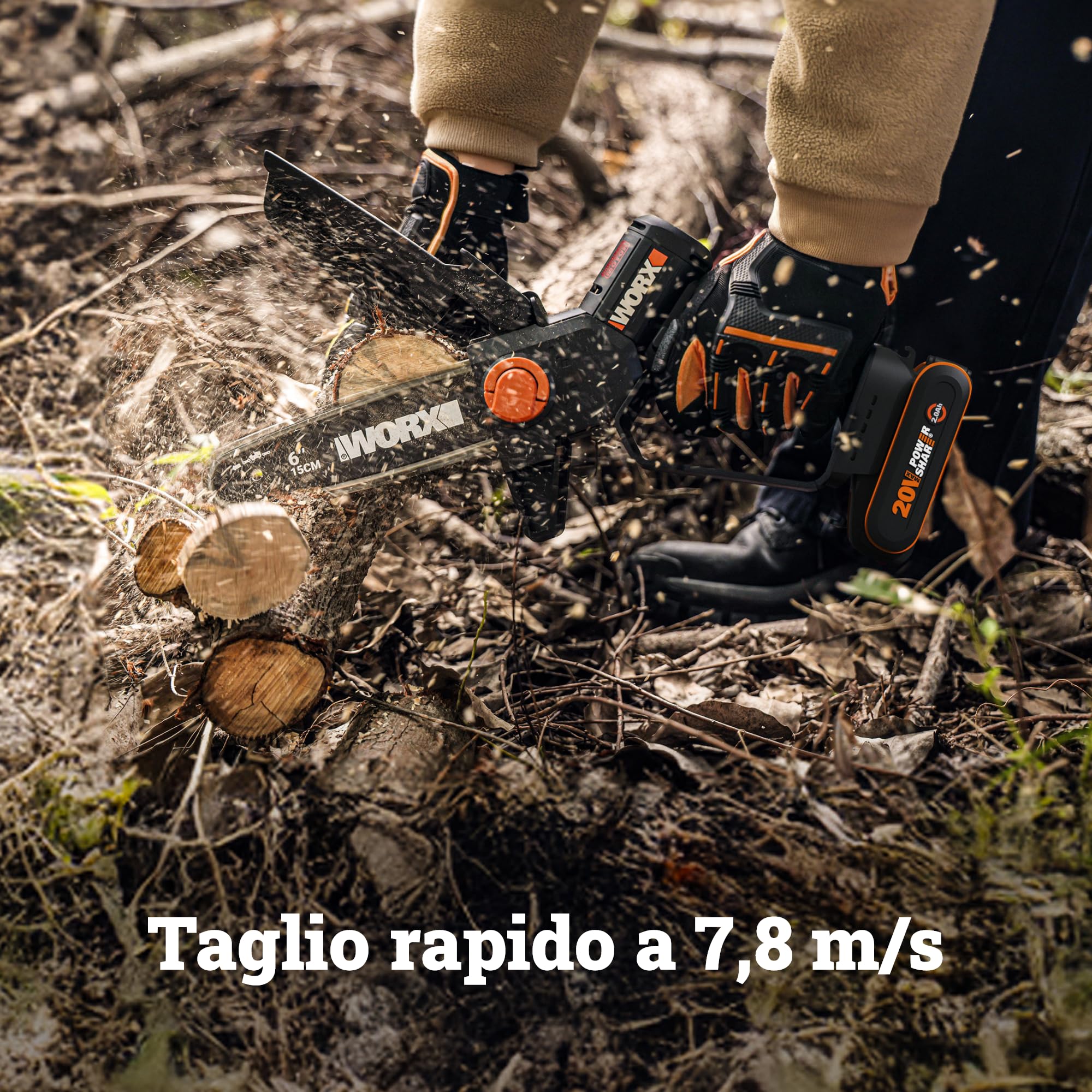 WORX WG327E mini motosega batteria 15 cm con batteria 2 Ah brushless