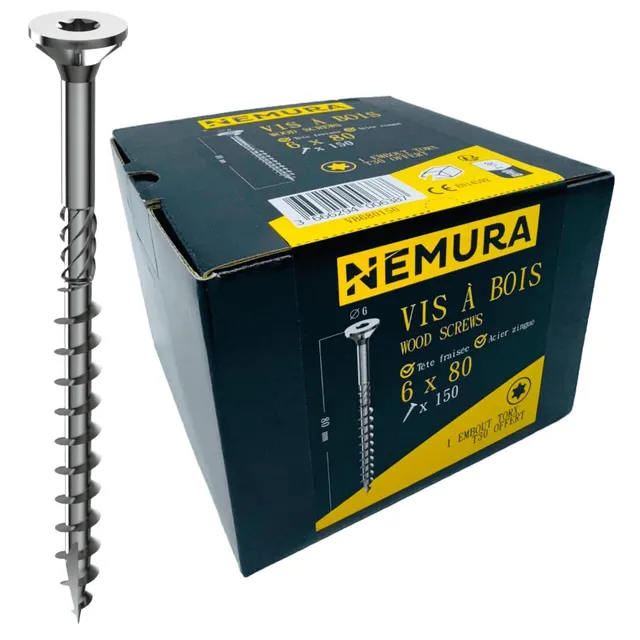 Nemura Viti 6x80 mm per Legno 100 Pezzi Inox A2 Terrazza