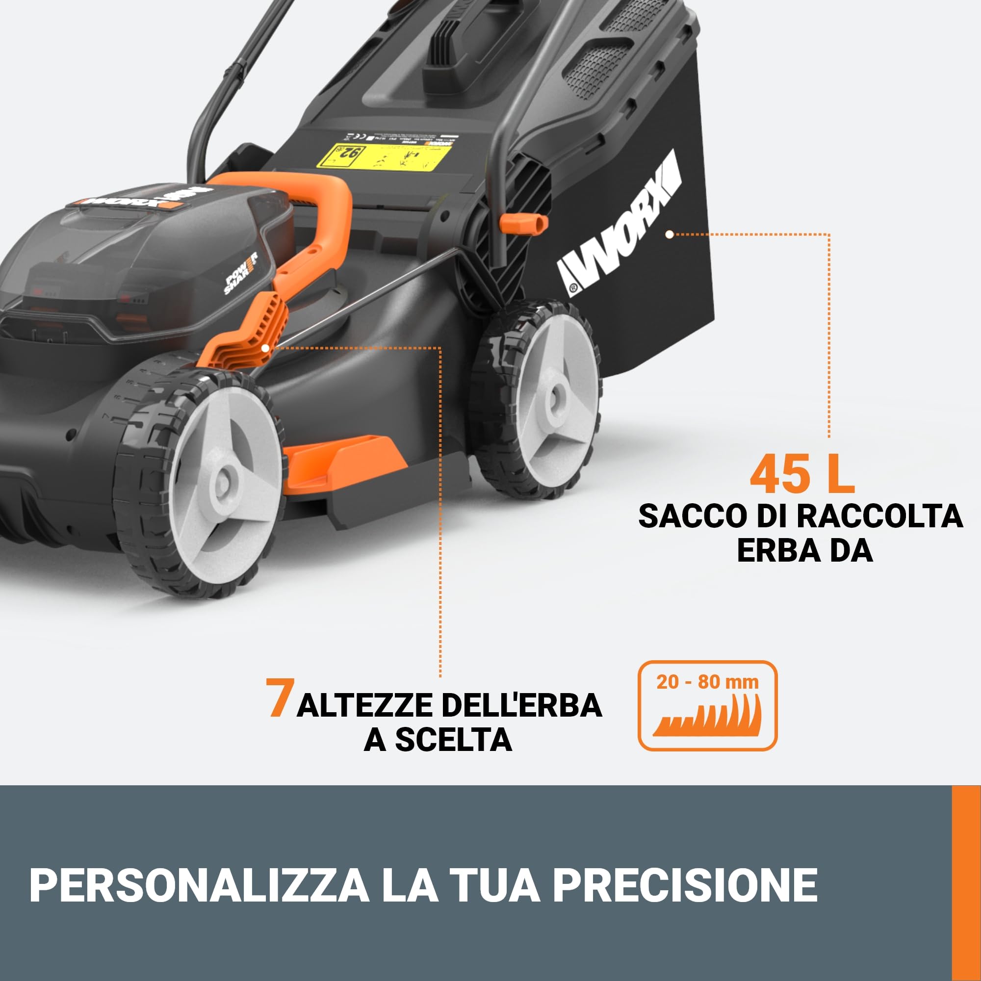 Worx WG743E Tosaerba Batteria 40V 40cm taglio 2in1