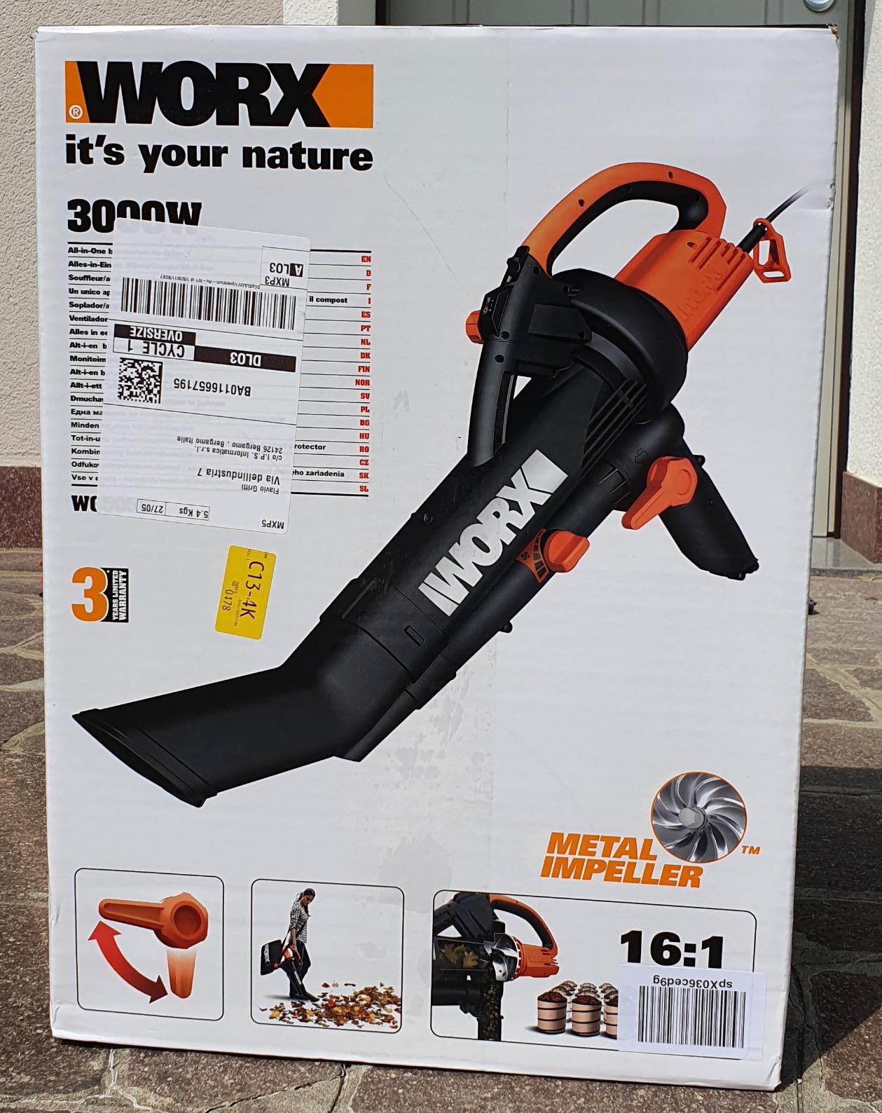 Worx WG505E soffiatore aspiratore 3000W sacco 45L