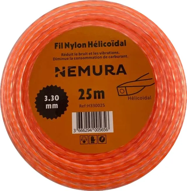 Nemura Filo Decespugliatore Elicoidale 25 m 3,3 mm Silenzioso