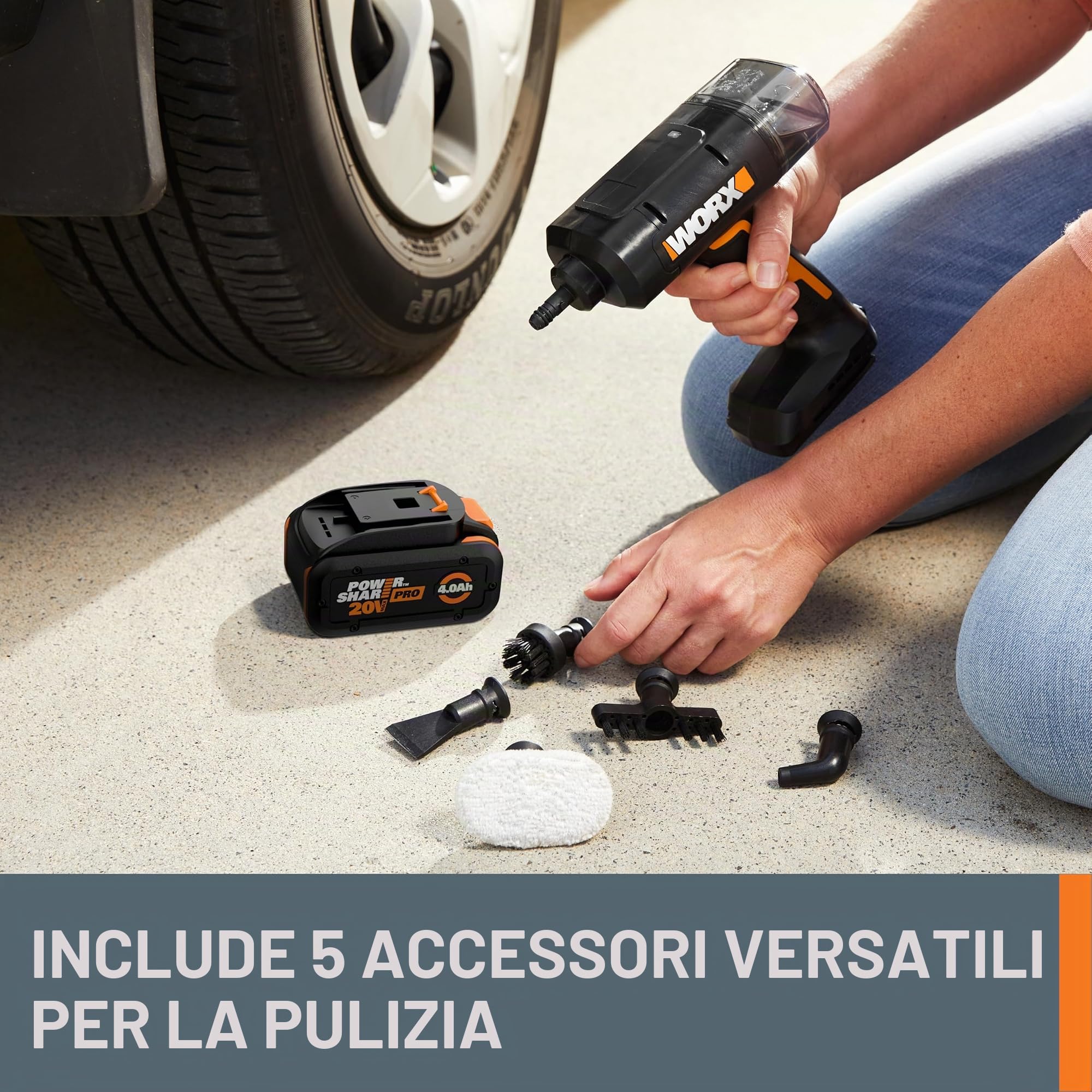 Worx WX770.9 pulitore a vapore portatile 20V solo corpo
