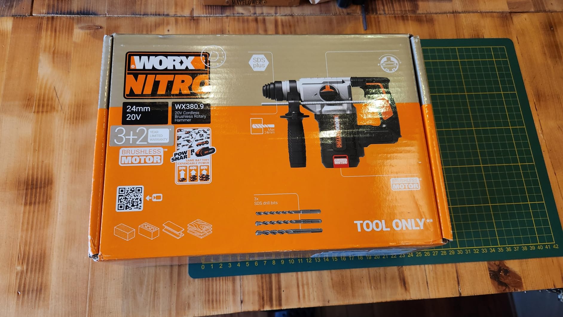 Worx WX380.9 Martello Perforatore 20V SDS-Plus Kit 2Batt