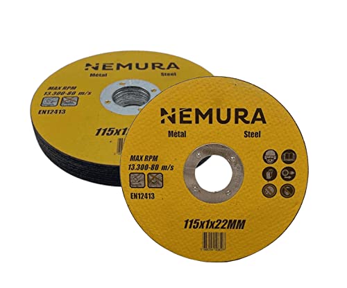 Nemura DT115122/10 Dischi da Taglio Metallo 115 mm 10 Pezzi