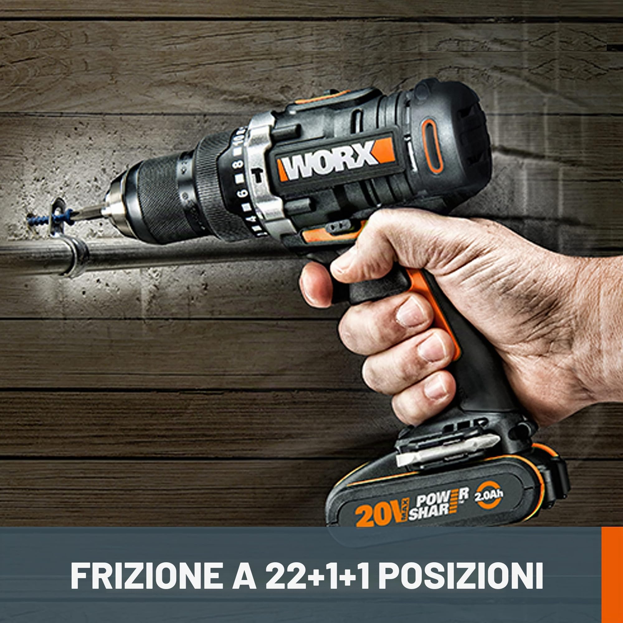Worx WX372.9 trapano avvitatore batteria 20V solo corpo