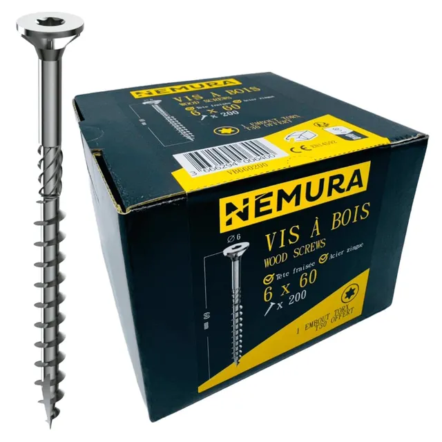 Nemura Viti per Legno 6x60mm 200pz Torx Zincate