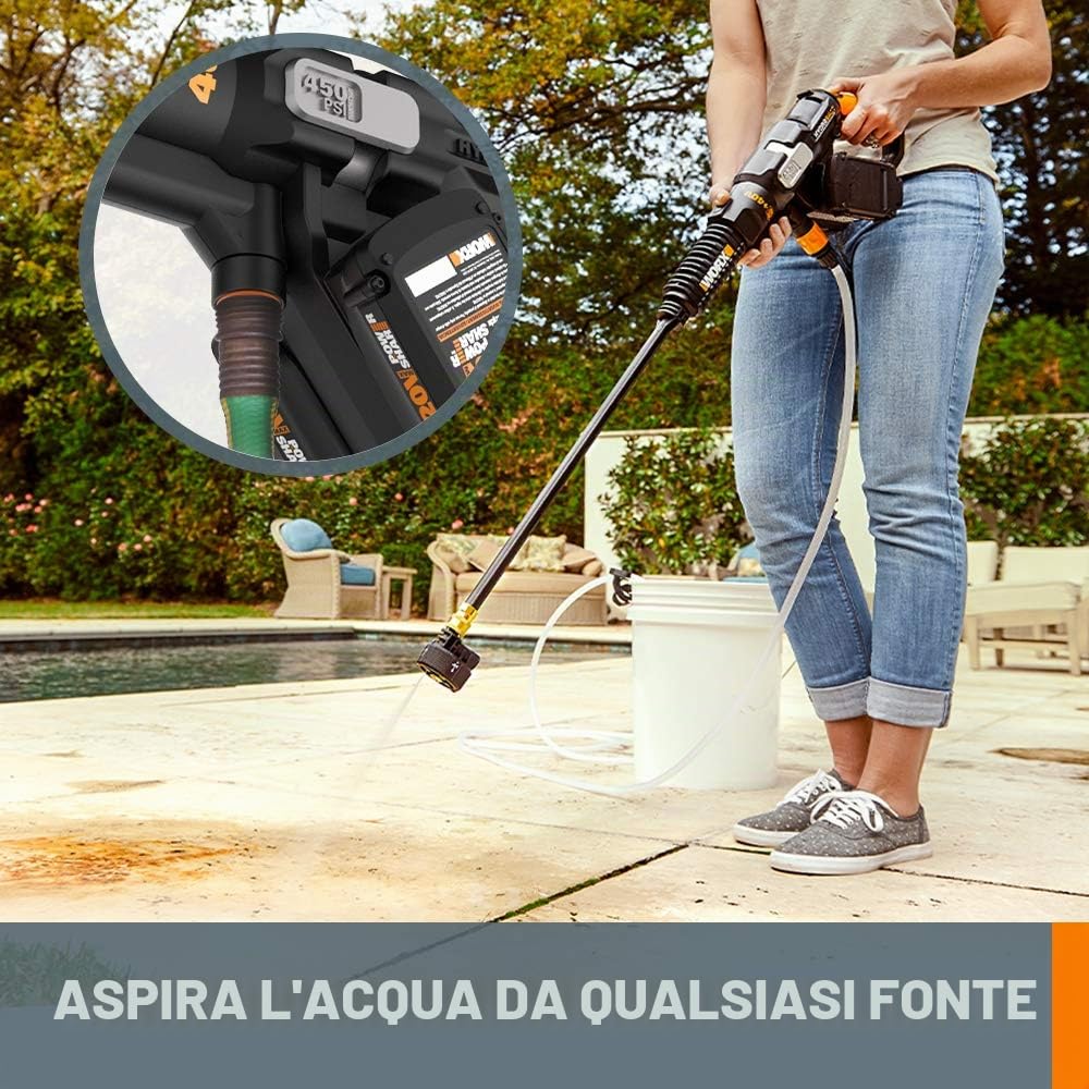 WORX WG644 Hydroshot Idropulitrice 40V 2 Batterie 450 PSI