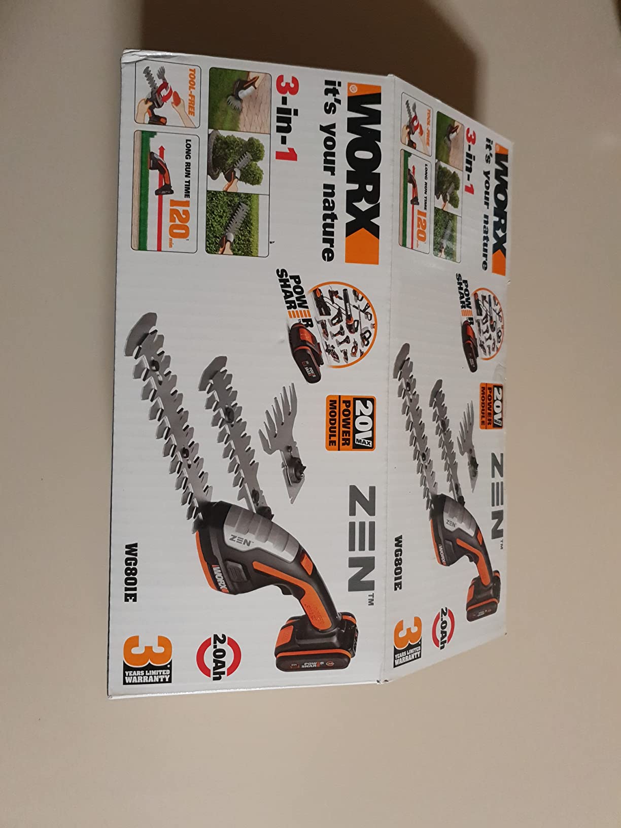 Worx WG801E Forbice Batteria 20V 3 lame siepe erba