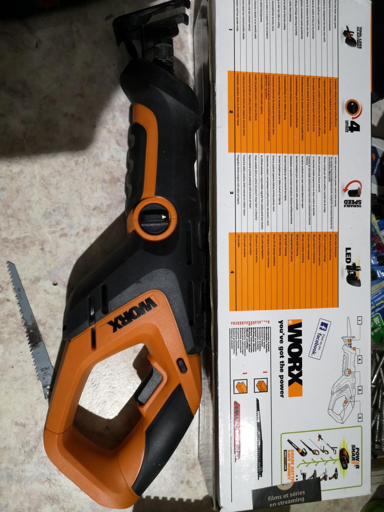 WORX WX508.9 sega a sciabola 20V solo corpo legno pietra