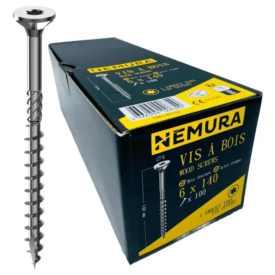 Nemura set 100 viti legno 6x140 mm Torx zincate