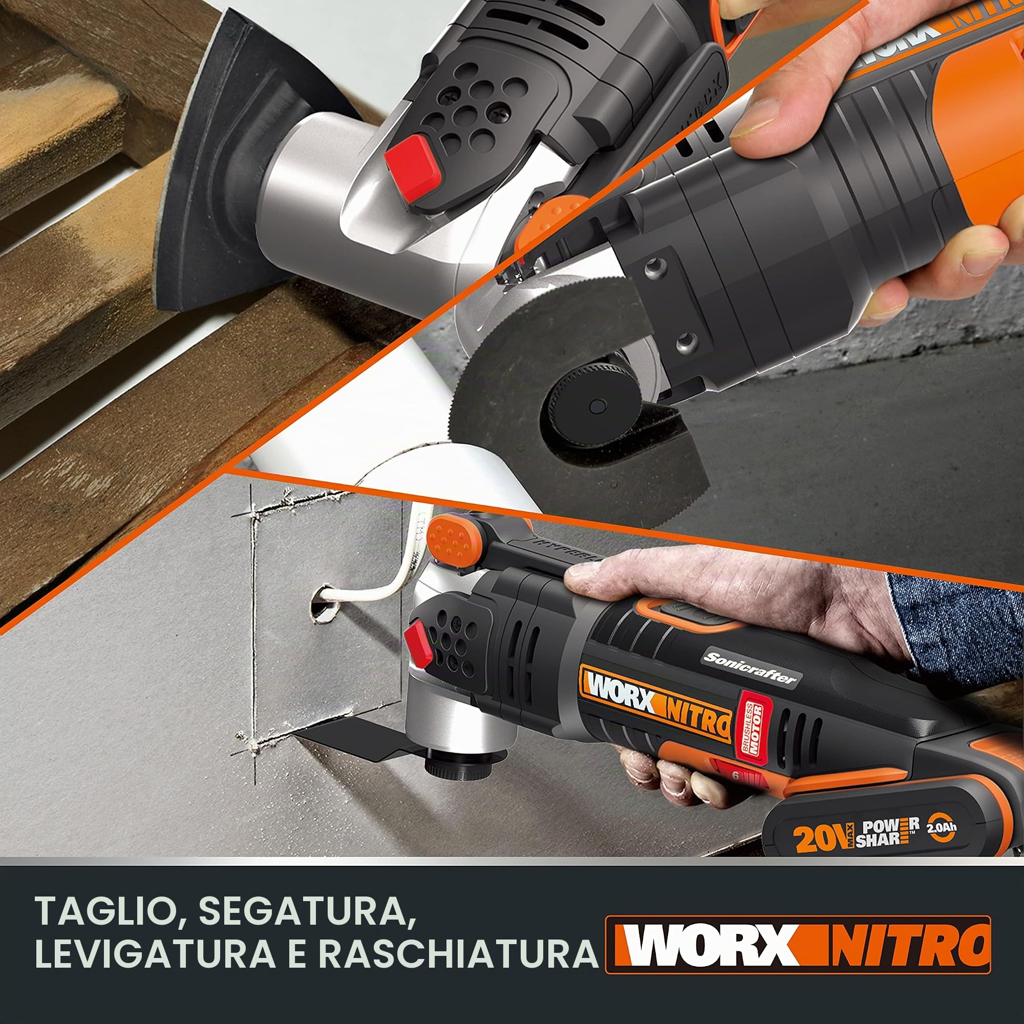 Worx WX693.9 Utensile Multifunzione 20V Brushless