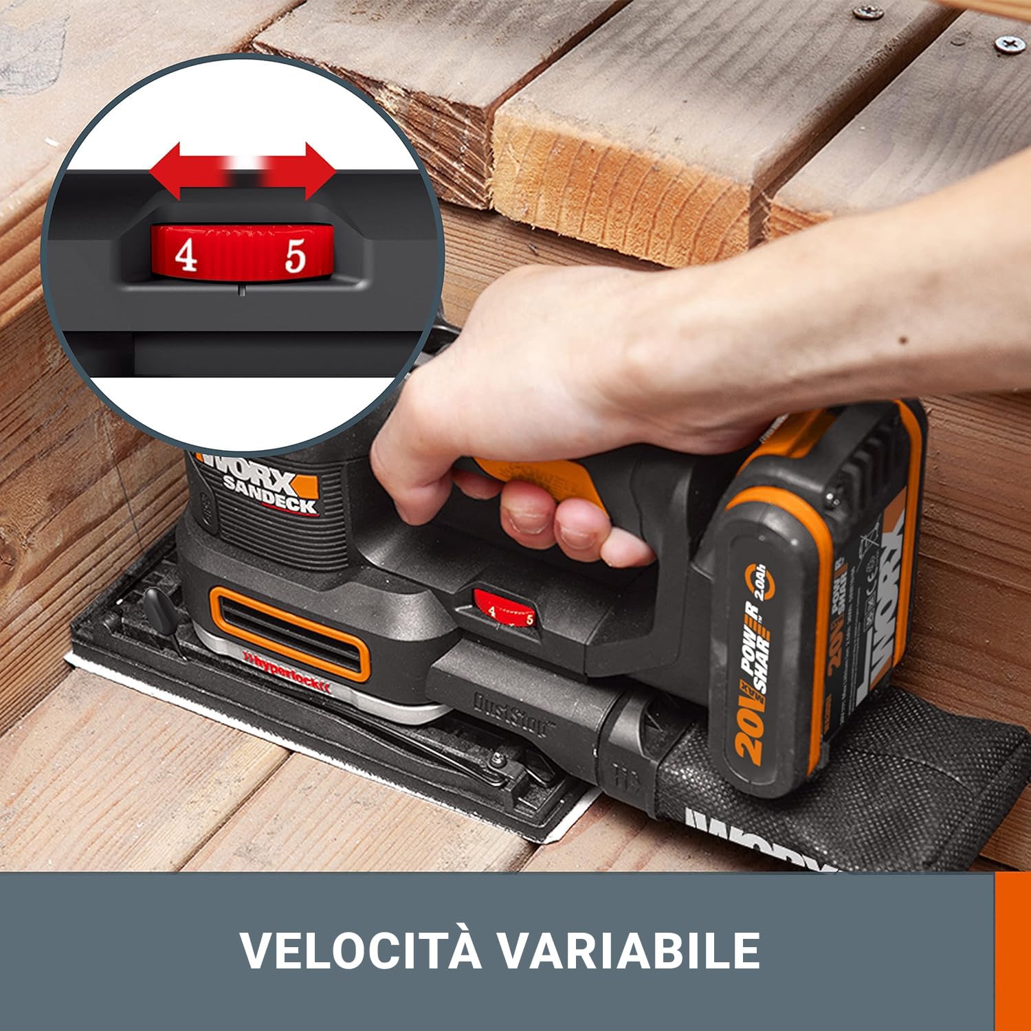 WORX WX820.9 Levigatrice Multifunzione 20V Solo Corpo 5 in 1