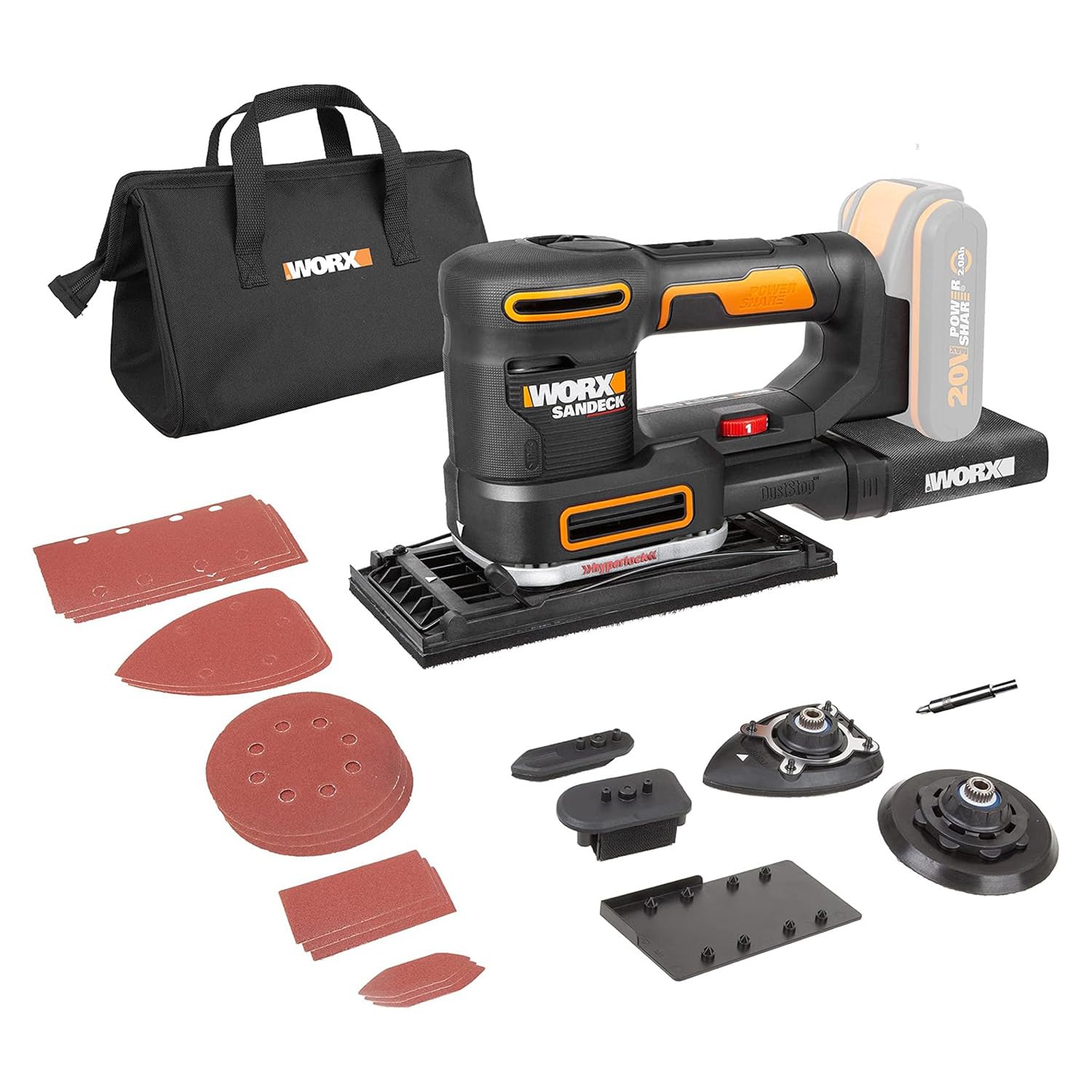 WORX WX820.9 Levigatrice Multifunzione 20V Solo Corpo 5 in 1