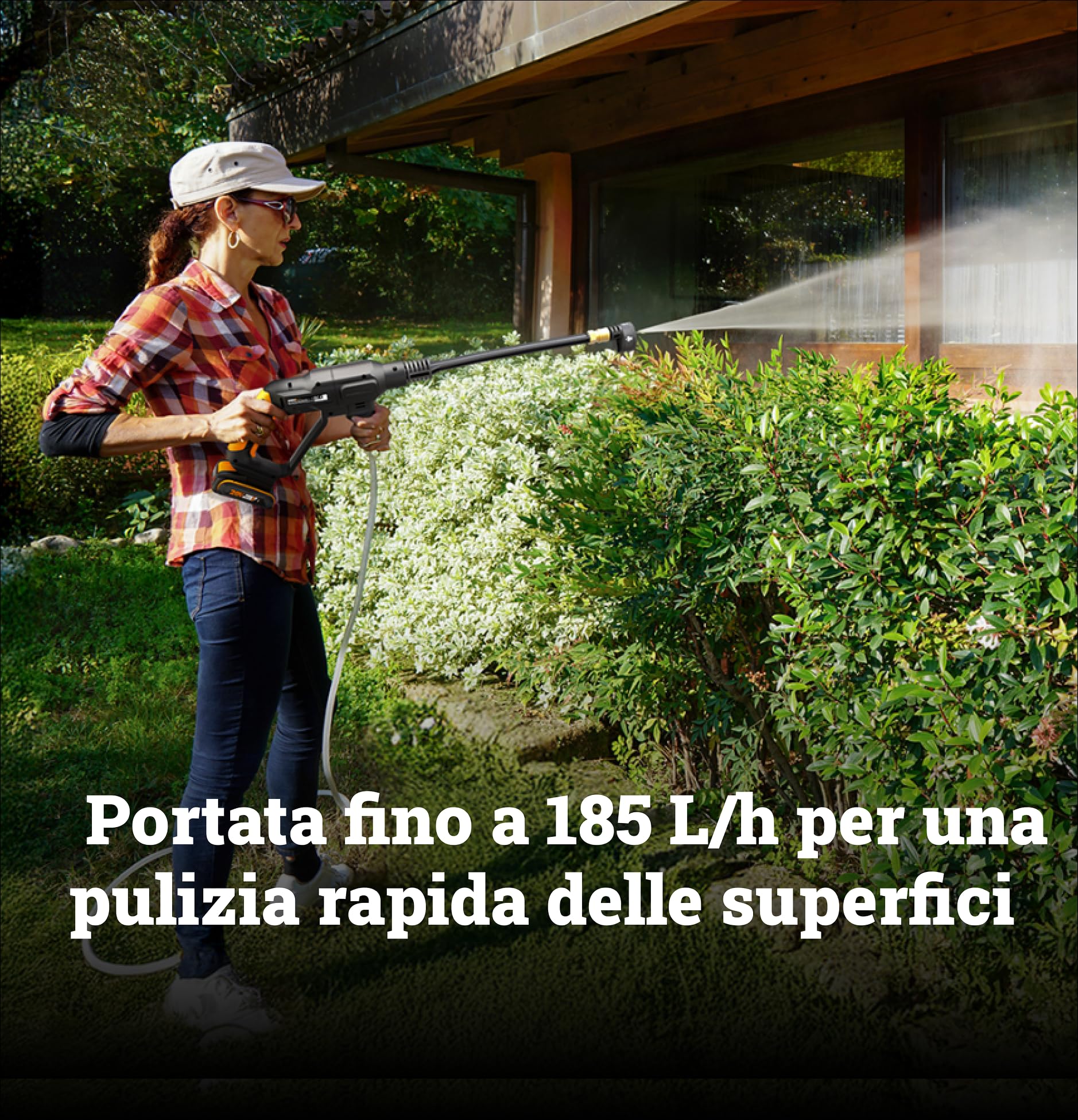 Worx WG621E Idropulitrice 20V 24bar 185L/h con Batteria 2Ah